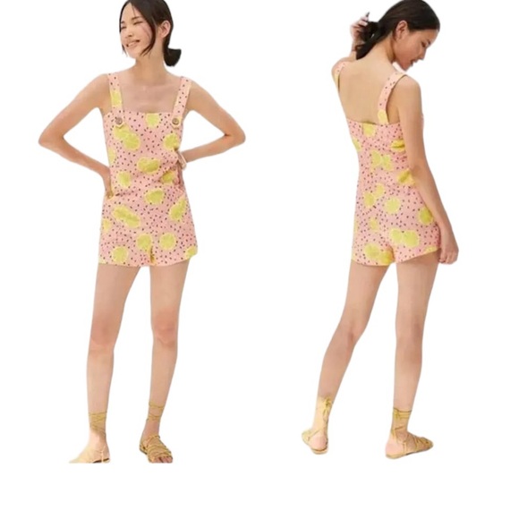 Anthropologie NEW! Lemon Shorts Overalls Romper by Hutch NWT SZXS - Picture 2 of 7